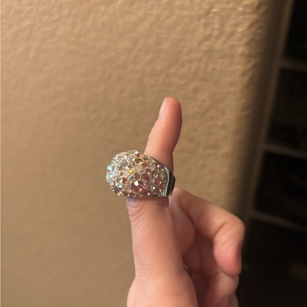 Swarovski Silver Multicolor Crystal Ring - Picture 3 of 4